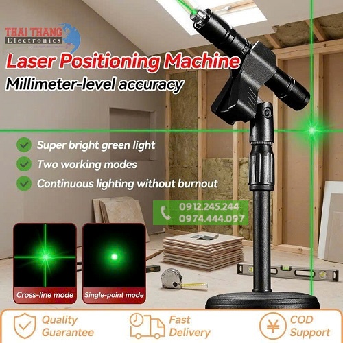 Đèn laser cầm tay đa năng bắn cốt, căn chỉnh, định vị, đánh dấu điểm 3 tia, gai thẳng, tia dấu cộng và dấu chấm điểm, xanh lá cực mạnh 50w WINNING LIGHT SA590
