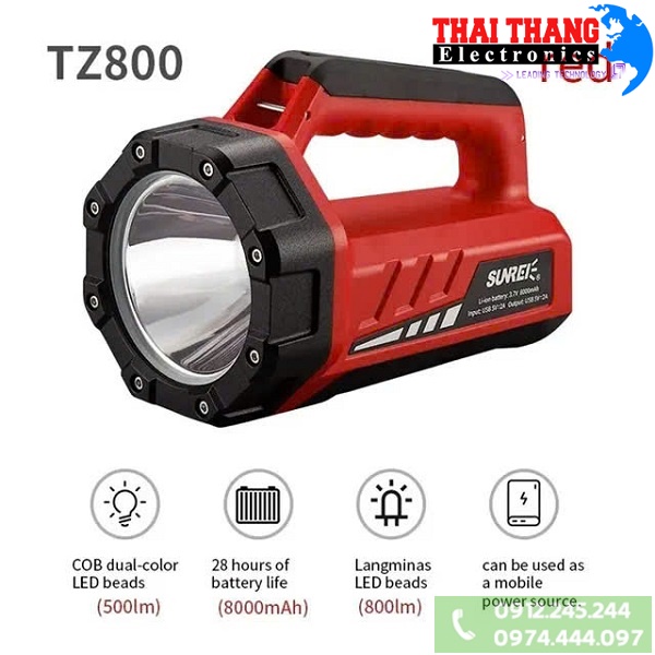 ĐÈN PIN XÁCH TAY siêu sáng SUNREI TZ800