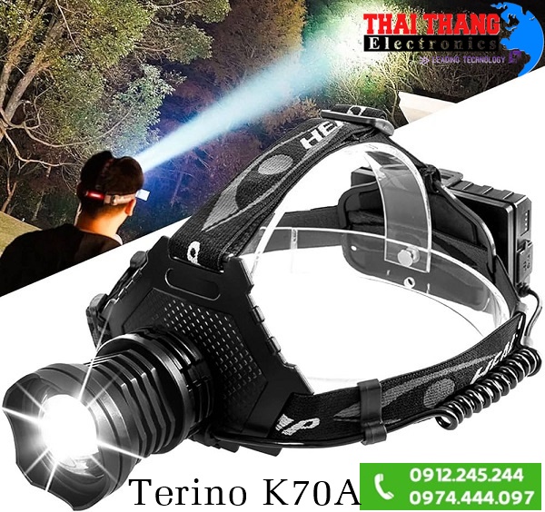 Đèn pin zoom đeo đầu siêu sáng soi xa TERINO K70A