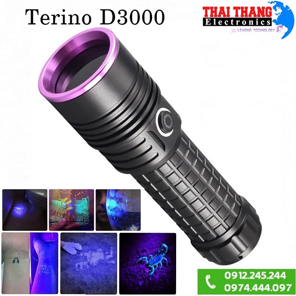 Đèn pin UV cực tím 365nm TERINO D3000 độ sáng mạnh