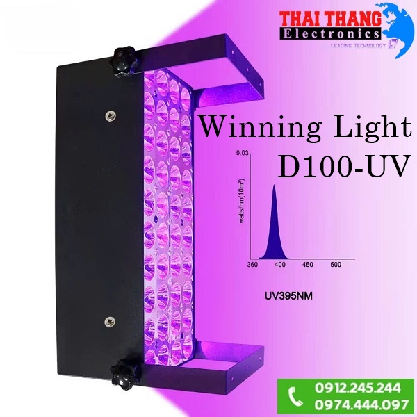 Đèn tia UV công suất lớn dùng cho công nghiệp WINNING LIGHT D100-UV (395nm, 100W, sấy keo UV, mực UV)- Hàng chính hãng