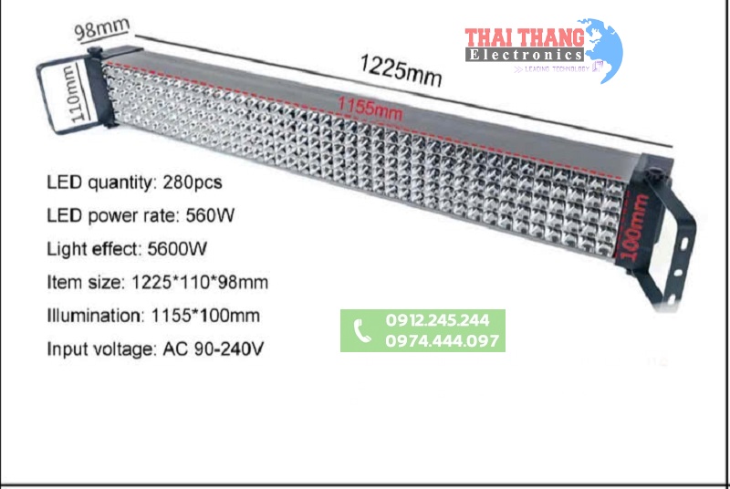 ĐÈN SẤY UV CÔNG NGHIỆP CÔNG SUẤT CỰC LỚN 560W  395nm WINNING LIGHT TT5100 USA