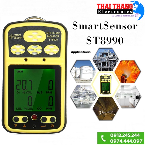 MÁY ĐO 4 Khí O₂ LEL CO H₂S SmartSensor ST8990