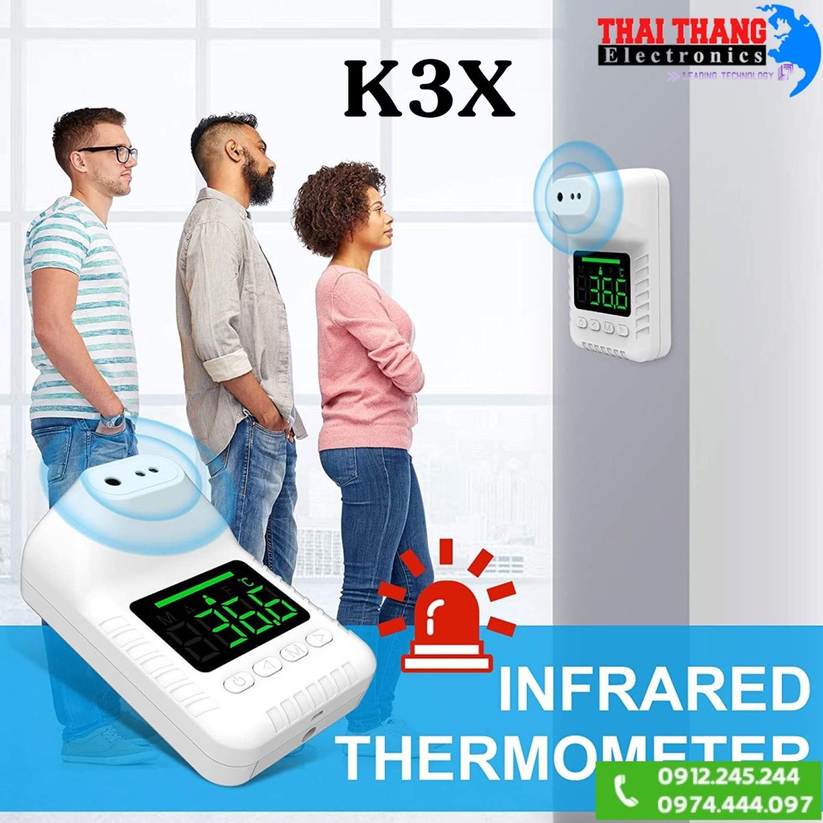 Nhiệt kế đo thân nhiệt tự động không tiếp xúc K3X.
