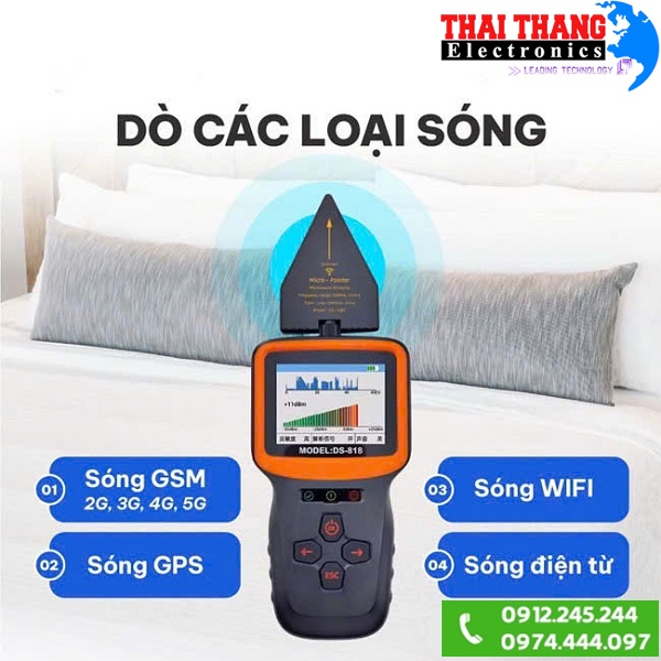 Thiết bị phát hiện camera siêu nhỏ, nghe trộm, điện thoại, định vị GPS, ghi âm siêu hiện đại, siêu chính xác và siêu nhạy TTI KOREA PH1390