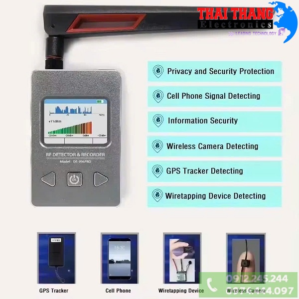 Máy dò sóng phát hiện nghe lén, camera quay lén, điện thoại và định vị GPS TTI KOREA PH-4600