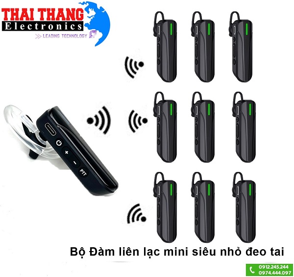 Bộ đàm đeo tai không dây siêu nhỏ liên lạc 2 chiều