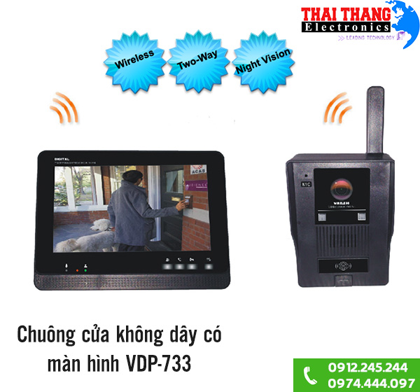 Chuông cửa không dây kèm màn hình VDP-733