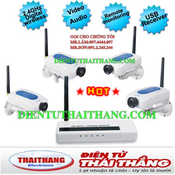 CAMERA KHÔNG DÂY,WIRELESS 4 MẮT