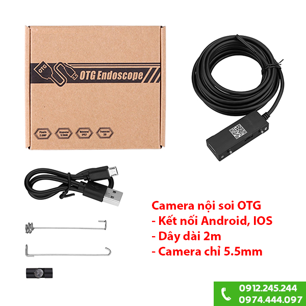 Camera nội soi gắn điện thoại Iphone Android OTG88 2m