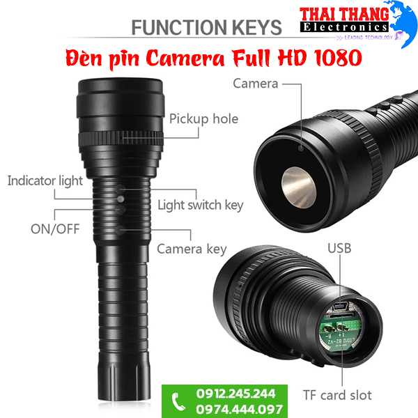 Đèn pin quay video siêu nét 1080p