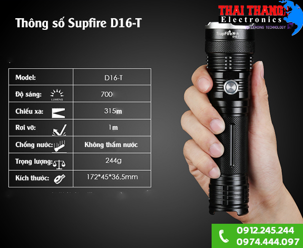 Đèn pin Supfire D16-T