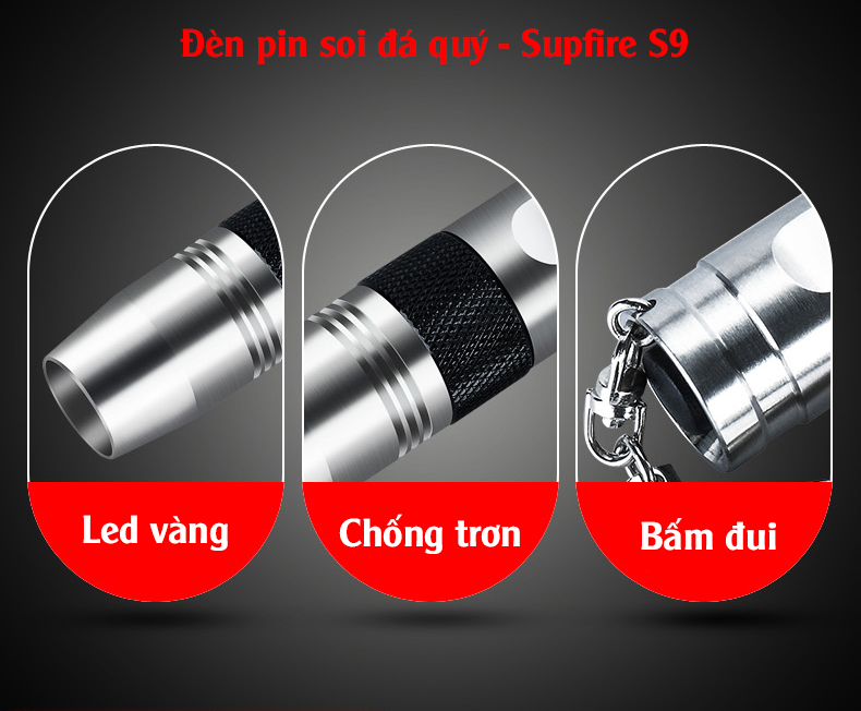 Đèn pin soi đá ánh sáng vàng Supfire S9
