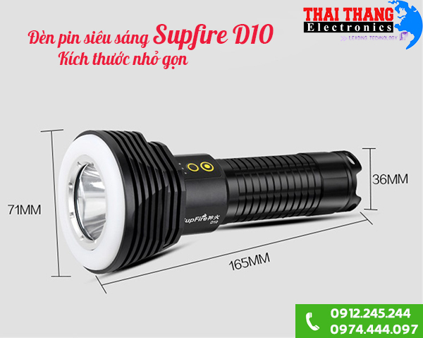 Đèn pin siêu sáng chống nước Supfire D10