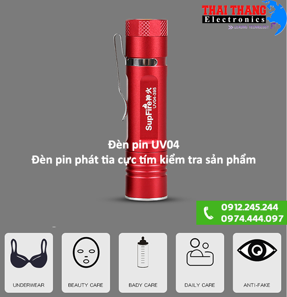 Đèn pin UV đèn tia cực tím Supfire UV04