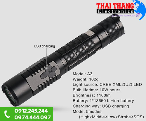 Đèn pin mini siêu sáng chống nước Supfire A3 IP67