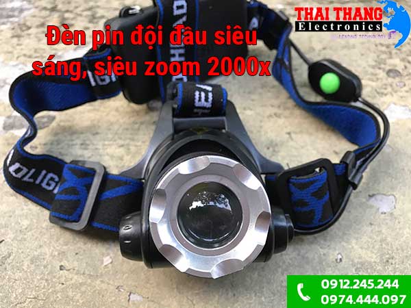 Đèn pin đội đầu zoom 2000x bóng led L2 1200 lumens