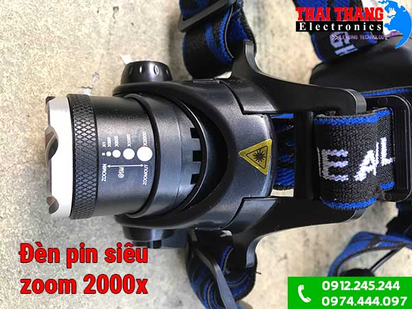 Đèn pin đội đầu zoom 2000x bóng led L2 1200 lumens