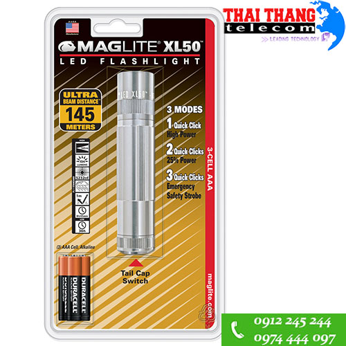 Đèn pin siêu sáng Maglite XL50 S3106 Dạng vỉ siêu bền