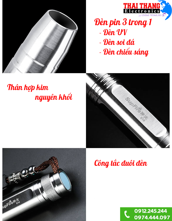 Đèn soi đá quý 3 trong một Supfire S10
