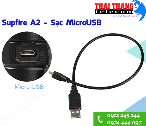 Đèn pin siêu sáng Supfire A2 sạc USB