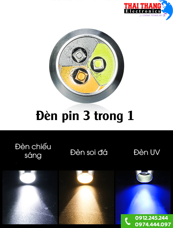 Đèn soi đá quý 3 trong một Supfire S10