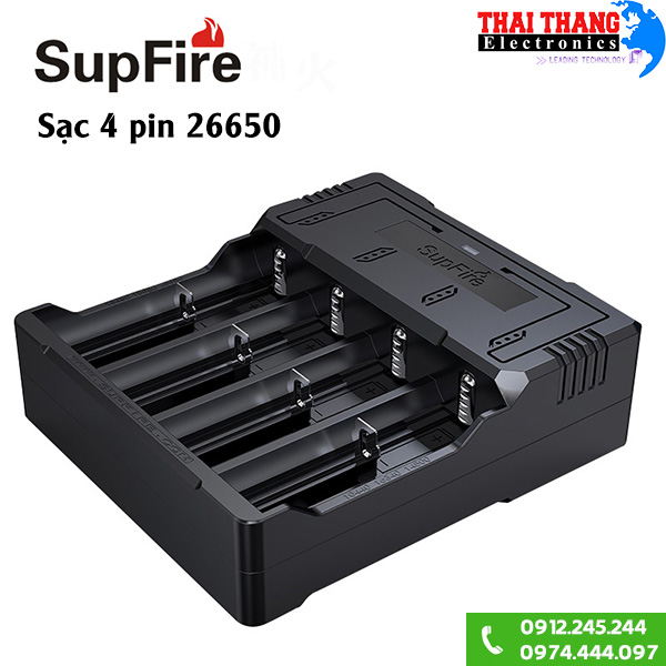 Sạc 4 pin Supfire 26650 dây USB