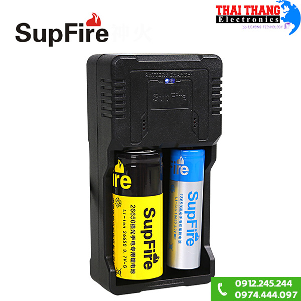 Sạc pin đôi 26650 Supfire dây USB