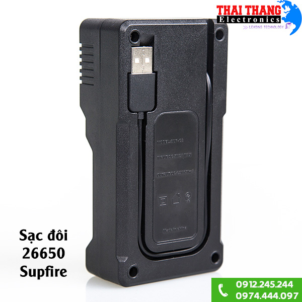 Sạc pin đôi 26650 Supfire dây USB