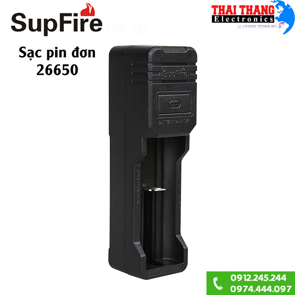 Sạc pin đơn 26650 Supfire dây USB
