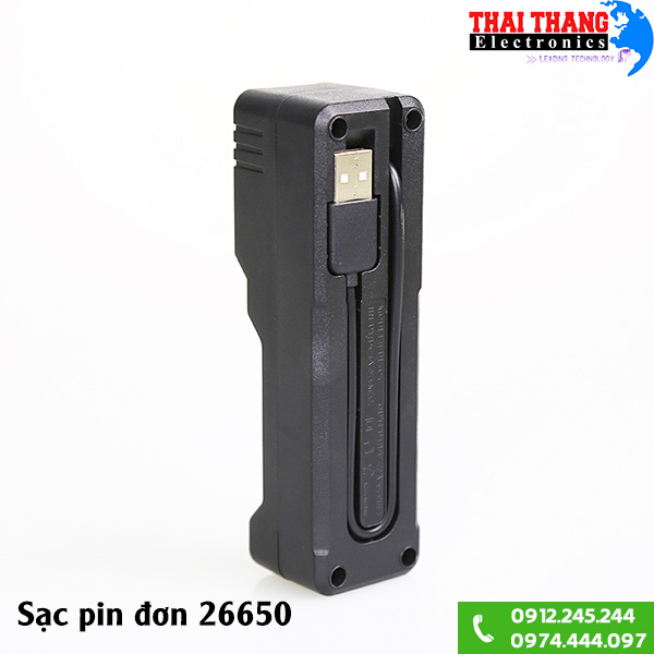 Sạc pin đơn 26650 Supfire dây USB
