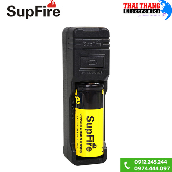 Sạc pin đơn 26650 Supfire dây USB