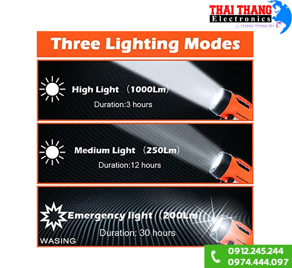 Đèn pin sạc Wasing WSL-810 niêu sáng