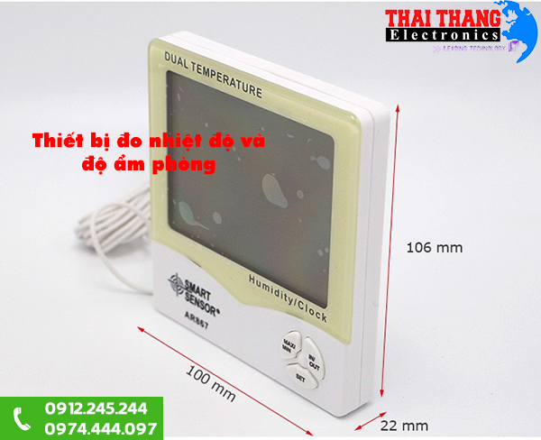 Nhiệt ẩm kế điện tử AR867 đo nhiệt độ, độ ẩm, đồng hồ báo thức