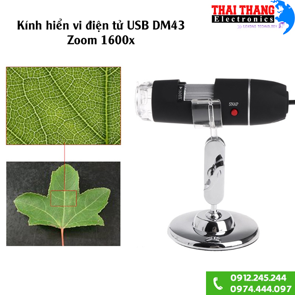 Kính hiển vi điện tử USB DM43 Zoom 1600x