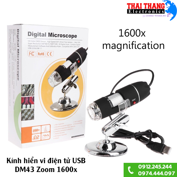Kính hiển vi điện tử USB DM43 Zoom 1600x