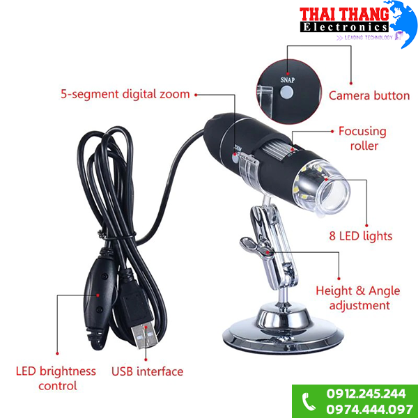 Kính hiển vi điện tử USB DM38 Zoom 1000x
