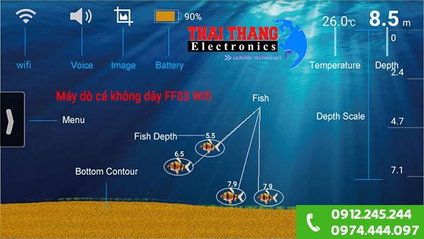 Máy dò cá mini không dây FF03 Wifi