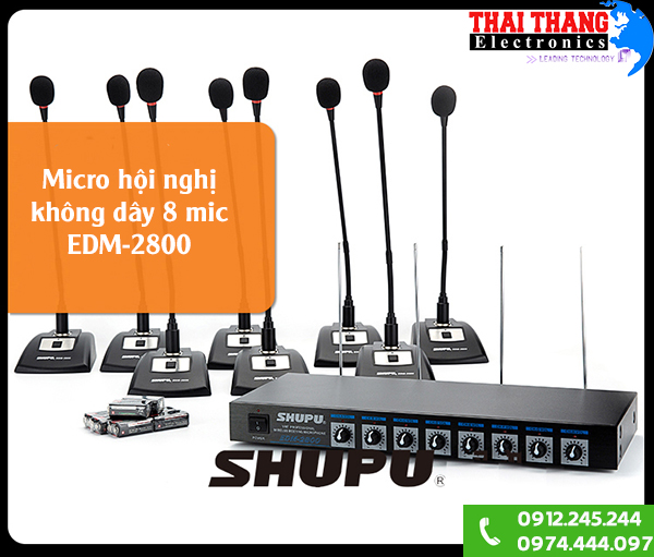 Micro hội nghị không dây 8 mic Shupu EDM 2800