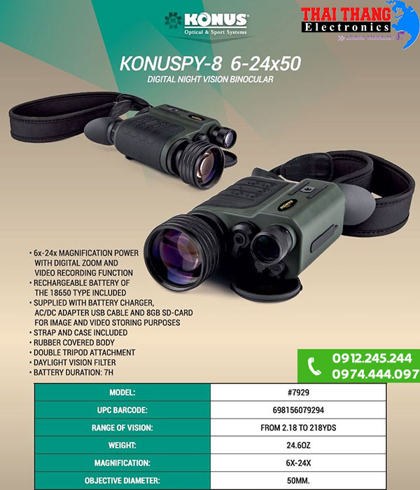 Ống nhòm quay phim ban đêm Konuspy 8 6-24x50