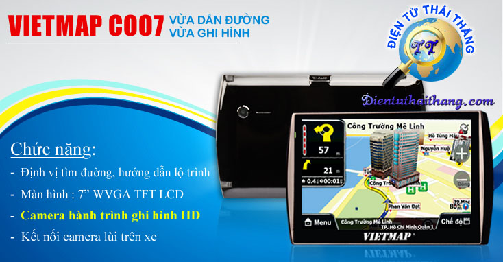 Thiết bị dẫn đường kết hợp camera hành trình C007